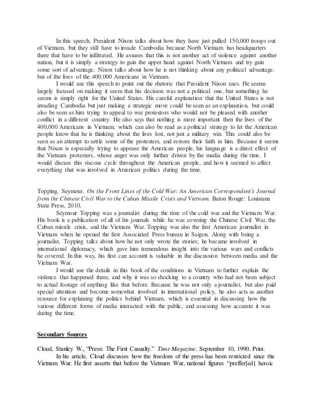 Annotated bibliography for vietnam war