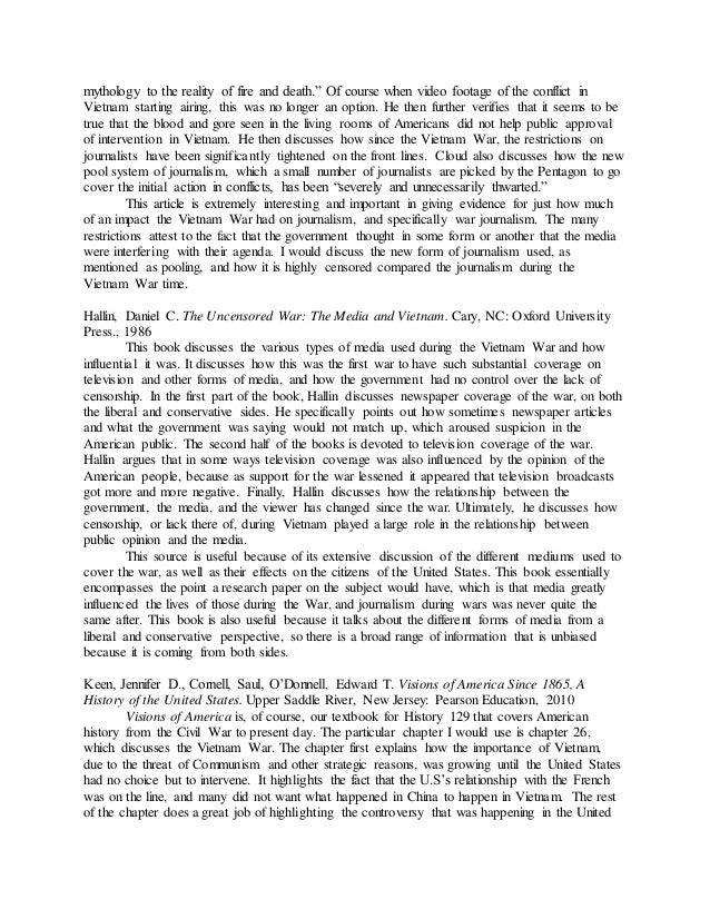 Annotated bibliography for vietnam war