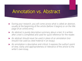 Annotated Bibliography | PPTX