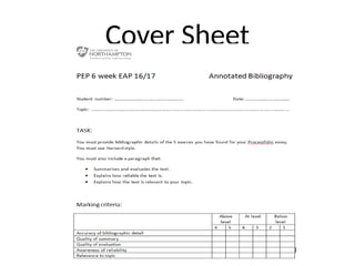 Cover Sheet
 