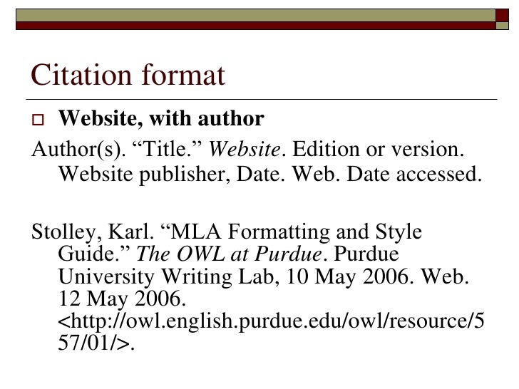 bibliography format for websites