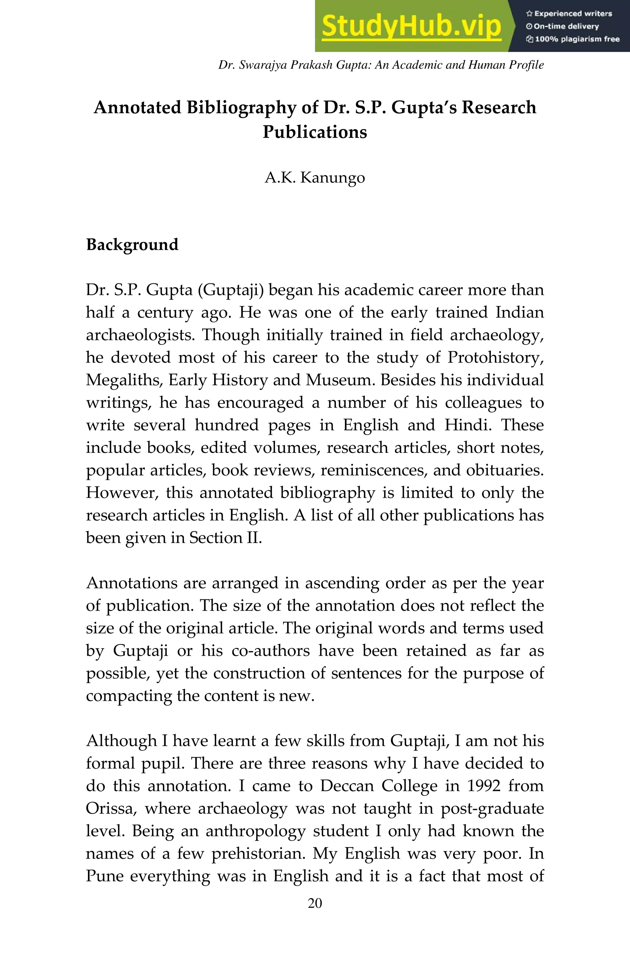 Annotated Bibliography Of Dr. S.P. Gupta S Research Publications | PDF