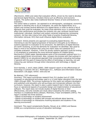 Annotated Bibliography Of Evaluating The Educational Impact Of Digital ...