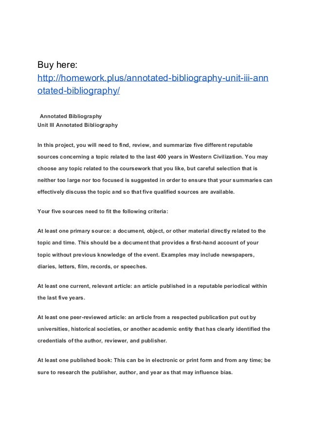 Buy annotated bibliography
