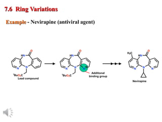 © Oxford University Press, 2013
Example - Nevirapine (antiviral agent)
7.6 Ring Variations
Additional
binding group
Lead compound
Nevirapine
 