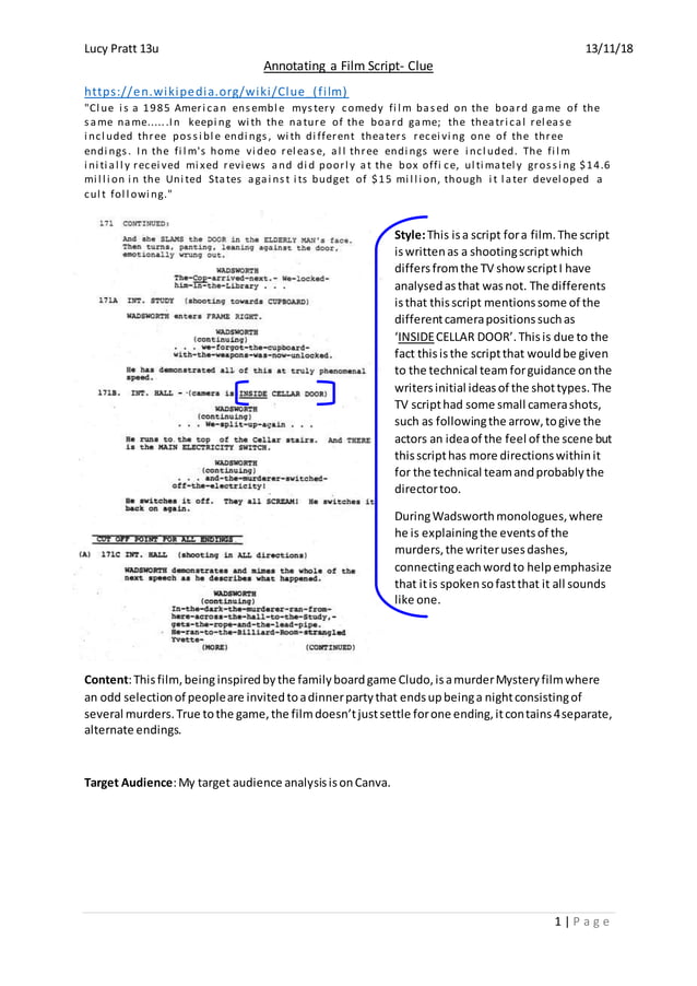 Annotating a film script clue | PDF