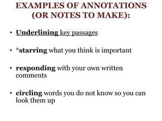 Undrlining Examples Annotating Lecture Week 2 | PPTX