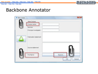 Backbone Annotator Title 1st slide   – Title 2nd – Title 3rd – Title 4th – Title 5th Title 6th – Title 7th– Title 8th 