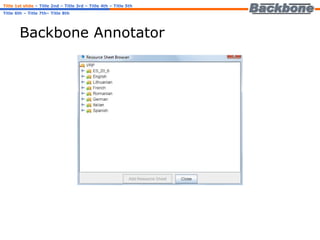 Backbone Annotator Title 1st slide   – Title 2nd – Title 3rd – Title 4th – Title 5th Title 6th – Title 7th– Title 8th 