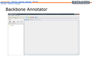 Backbone Annotator Title 1st slide   – Title 2nd – Title 3rd – Title 4th – Title 5th Title 6th – Title 7th– Title 8th 
