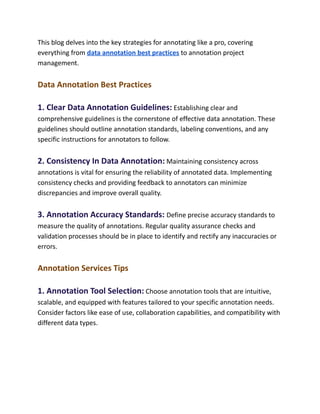 Annotation Excellence: Best Practices For Efficient Annotation Services ...
