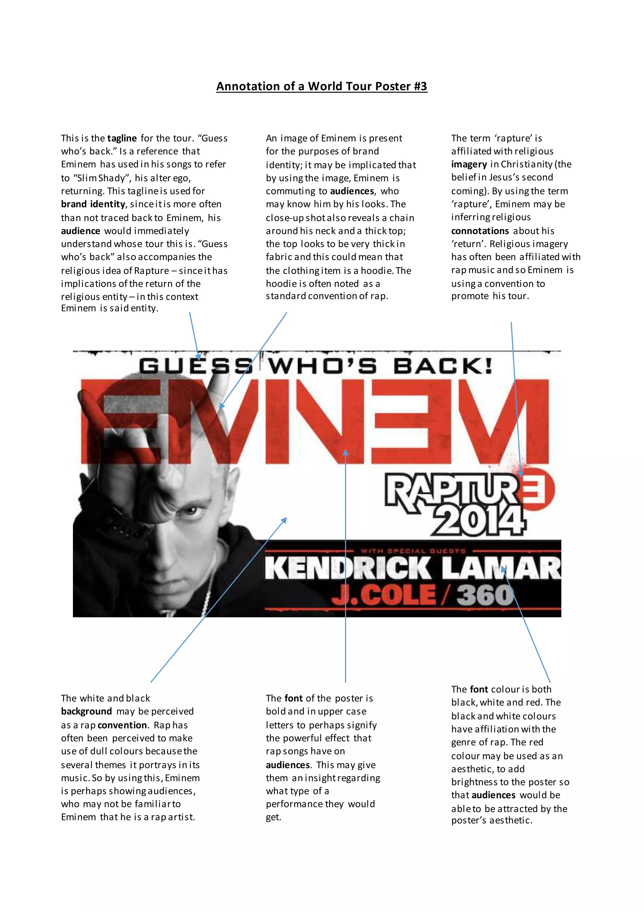 Annotation of a World Tour Poster #3 - Eminem's