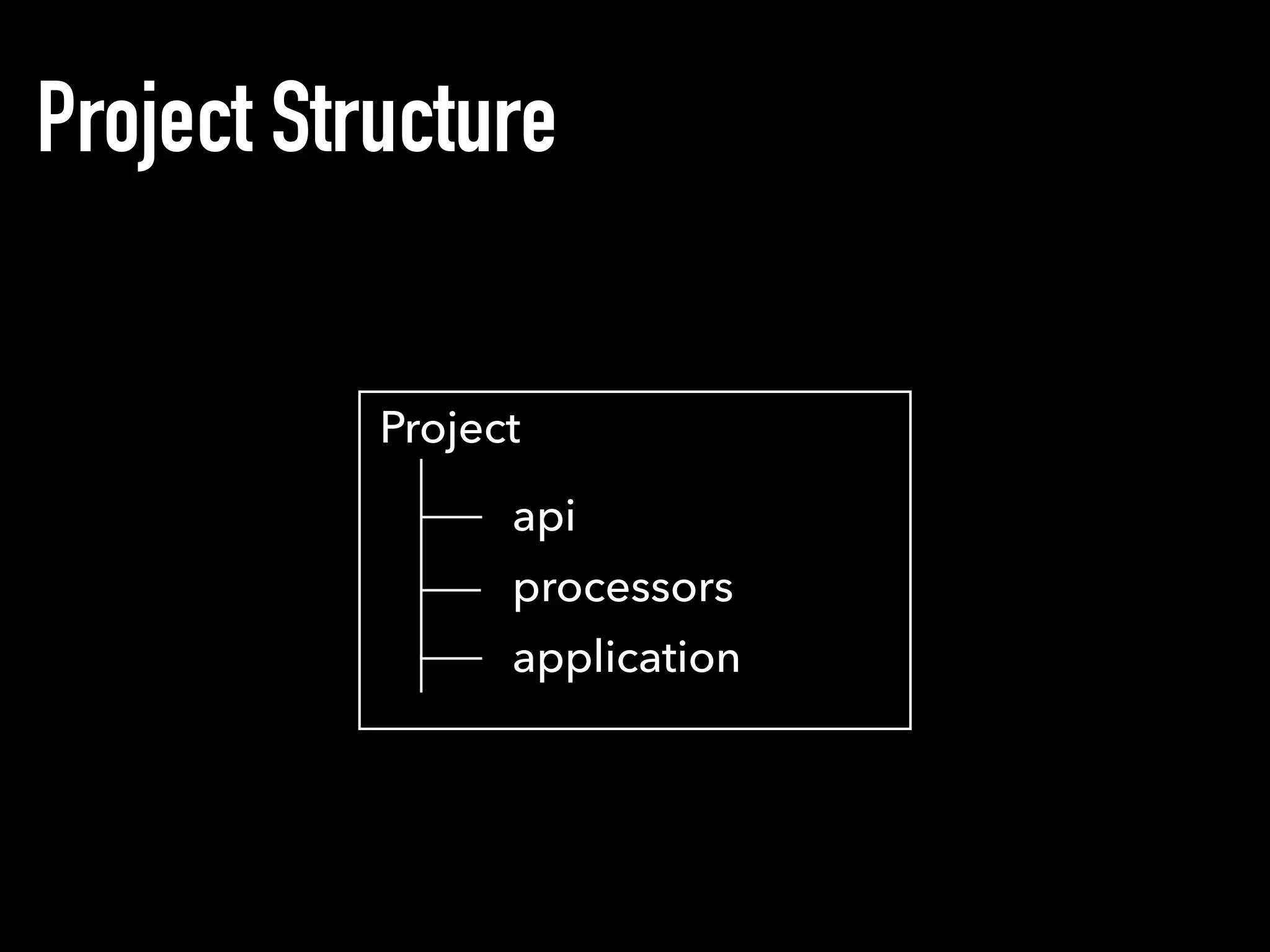 Project Structure
Project
api
processors
application
 
