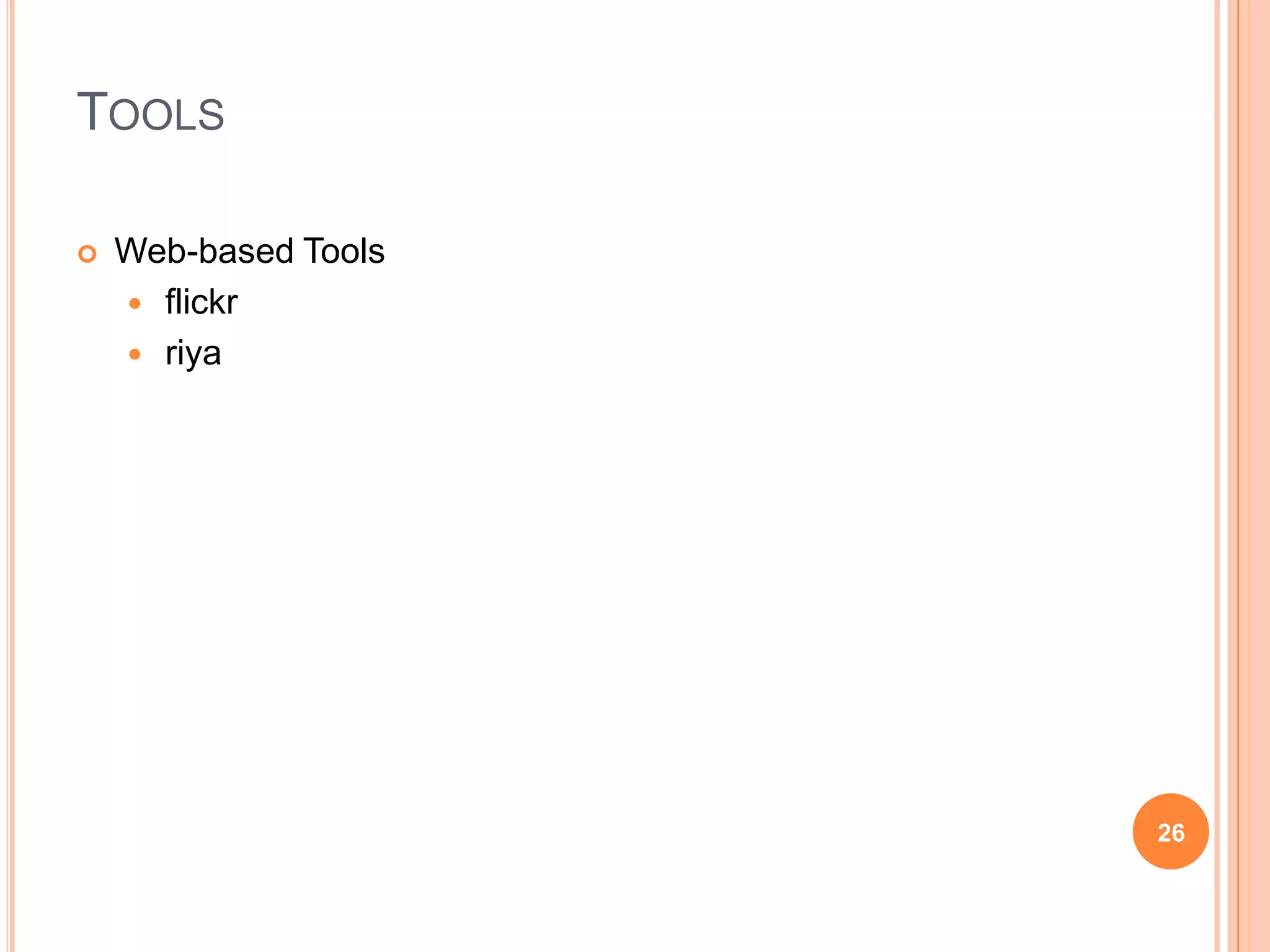 Content LevelDescribes what is depicted and directly perceivable by a humanusually provided manuallykeywords/tagsclassification of contentseldom generated automaticallyscene classificationobject detectiondifferent types of annotationsglobal vs. localdifferent semantic levels23