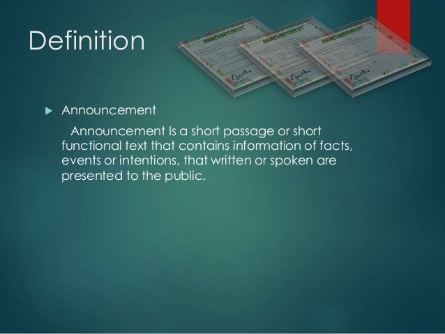 short message announcement advertisement