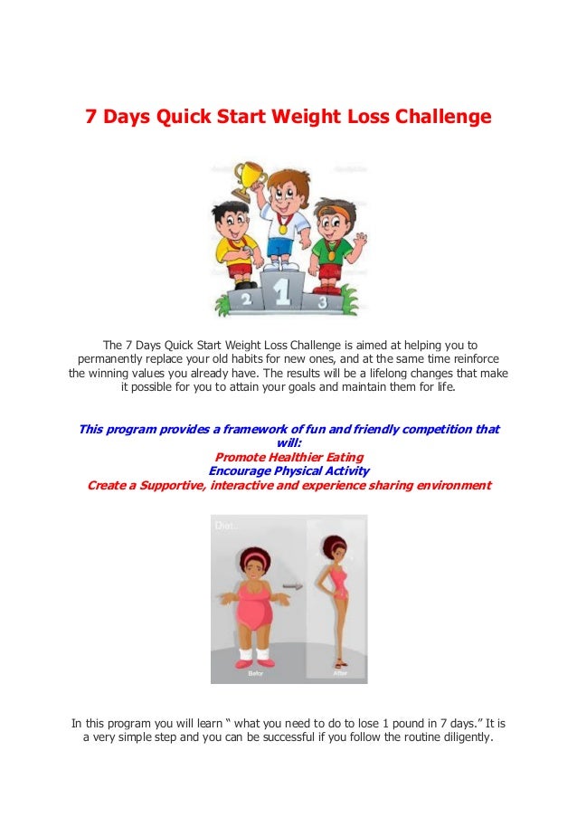 announcement launching date 7 days quick start weight loss 7 days weight loss challenge