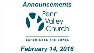 Announcements
February 14, 2016
 
