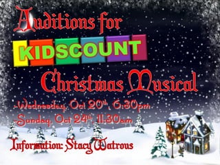 -Wednesday, Oct 20th, 6:30pm
-Sunday, Oct 24th, 11:30am

Information: Stacy Watrous
 