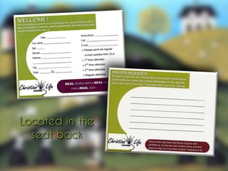 Located in the
  seat back
 