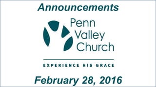 Announcements
February 28, 2016
 