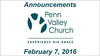 Announcements
February 7, 2016
 