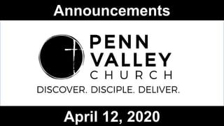 Announcements
April 12, 2020
 