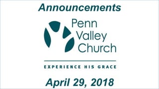 Announcements
April 29, 2018
 