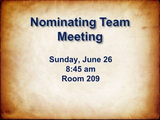 Sunday, June 26 8:45 am Room 209 