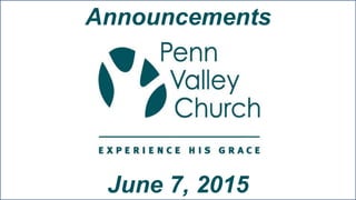 Announcements
June 7, 2015
 
