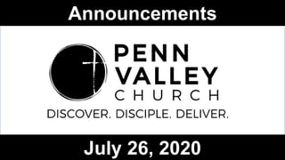 Announcements
July 26, 2020
 