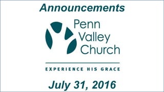 Announcements
July 31, 2016
 