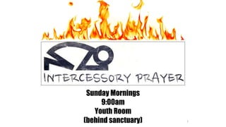 1
Sunday Mornings
9:00am
Youth Room
(behind sanctuary)
 