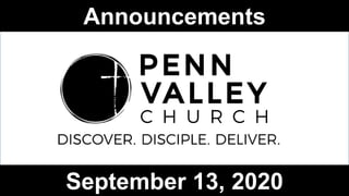 Announcements
September 13, 2020
 