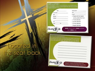 Located in
the seat back
 