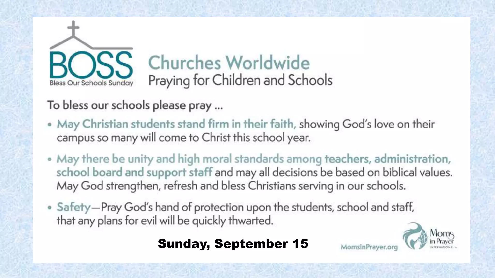 Sunday, September 15