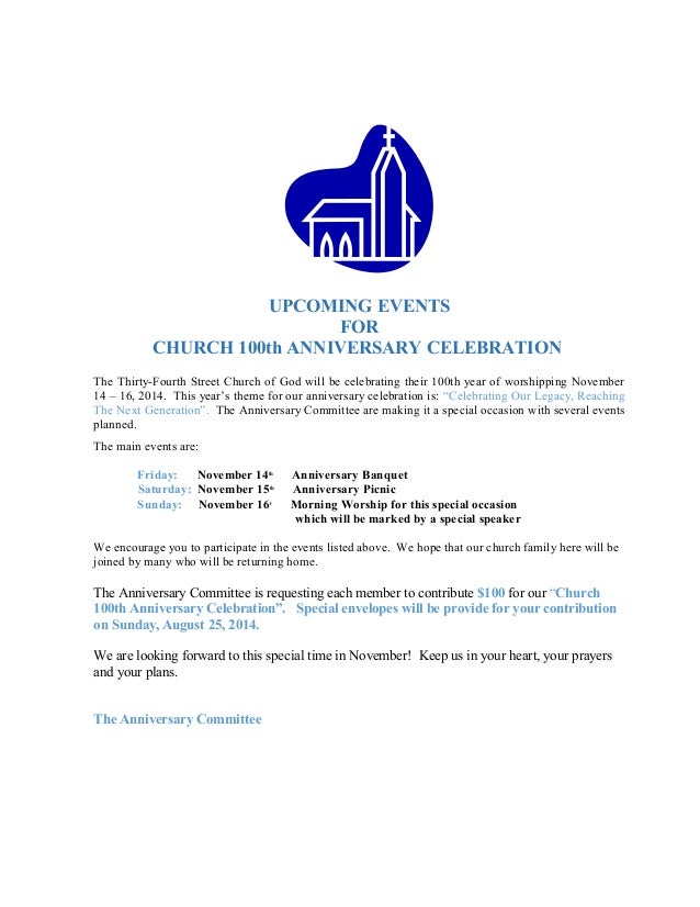 sample invitation letter for church anniversary celebration