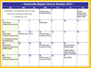 Announcements for sept oct 2014