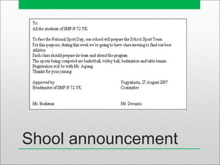 Shool announcement
 