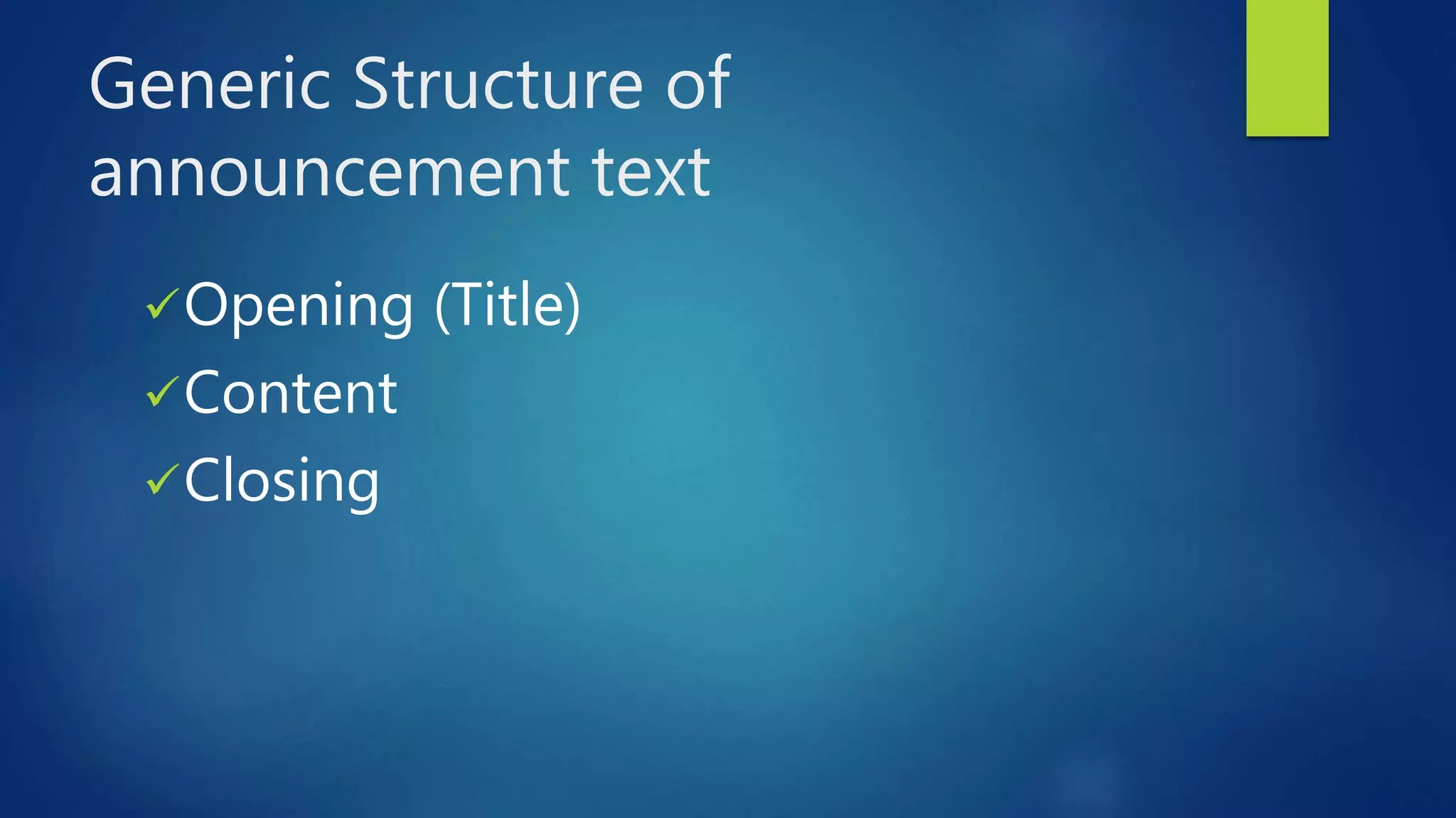 Announcement text ppt