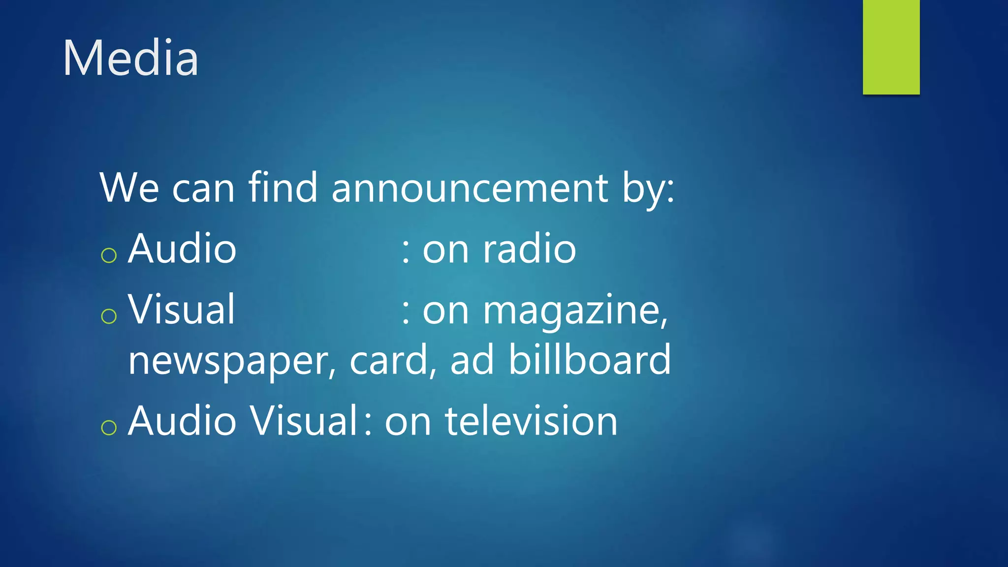 Announcement text ppt