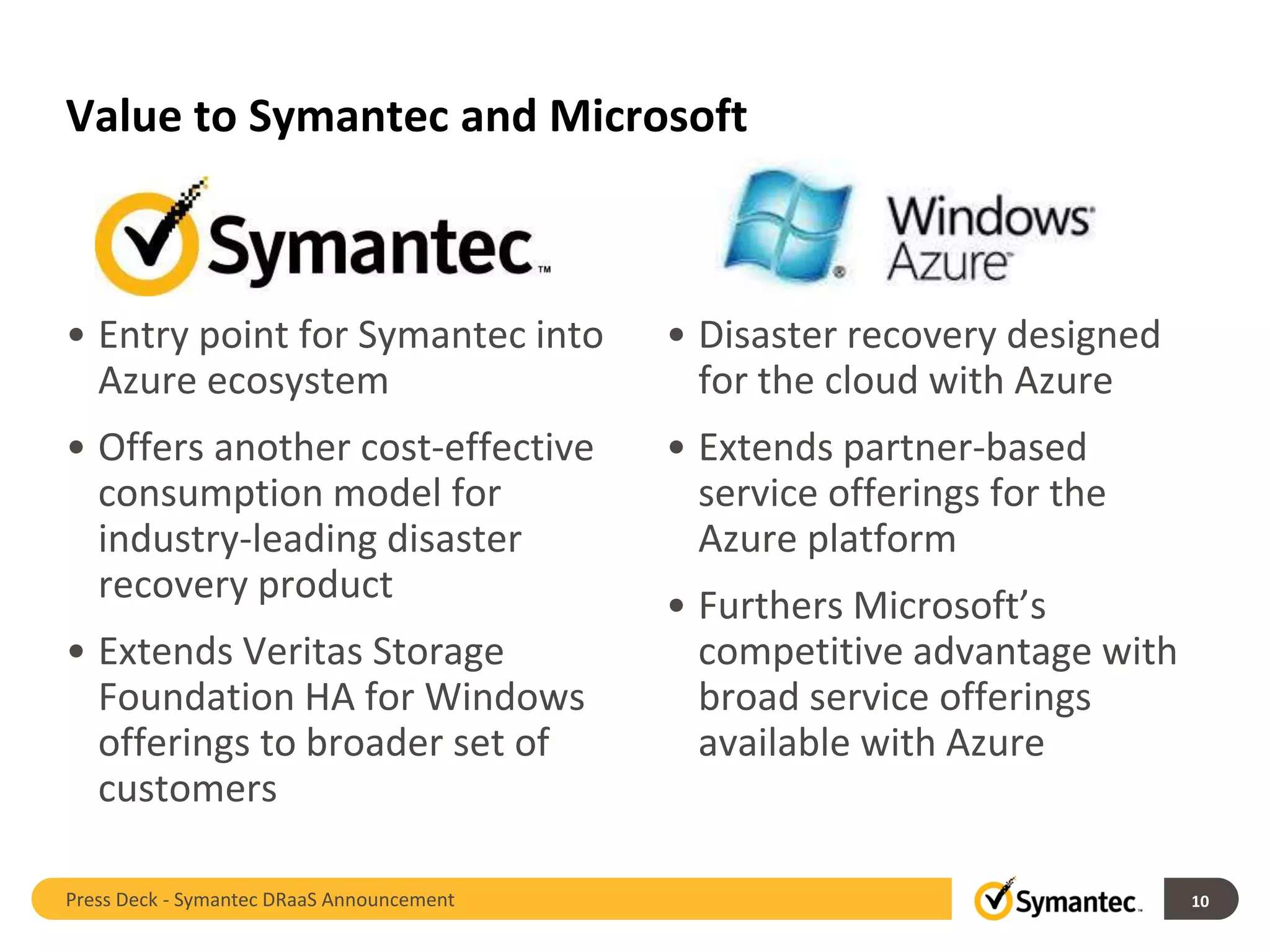 Announcing Symantec & Microsoft’s Azure Cloud Disaster Recovery as a