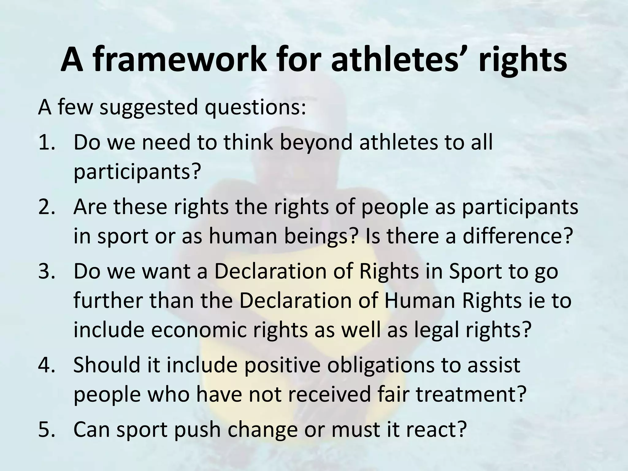 A framework for athletes' rights and human rights in sports | PPTX