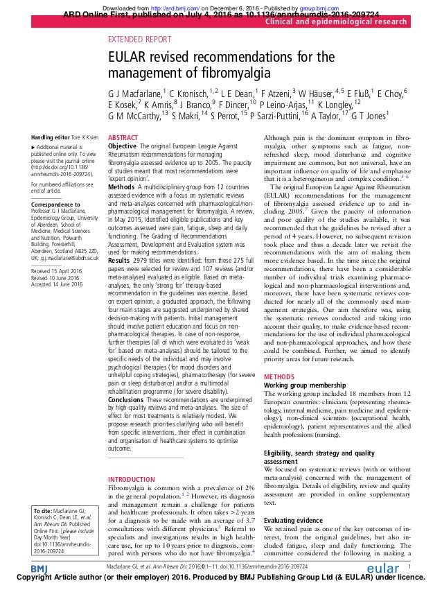 2016 EULAR FMS Guidelines
