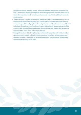 34
The Bank’s Code of Conduct
This code of conduct was prepared in order to organize the behavior of staff and everyone in the
Bank as well as organizing business ethics, values, restrictions, and obligations in Jordan Ahli Bank
and its subsidiaries and affiliates in Jordan and in other countries, which the Bank has presence.
This charter obligates all employees at all levels to adhere to the following commitments,
responsibilities and duties:-
1. Responsibilities Towards Shareholders:-
a. Enhancing shareholders’ trust in the Bank through persistent efforts to foster the Bank’s
strength and efficiency, and increase its profits by converting the Bank to a world class financial
institution that adheres to international standards, and seeks to compete on the local, regional and
international level.
Commitment towards searching for, following-up and developing all potential business
opportunities, and exploiting them in order to realize the highest possible profitability.
Commitment for corporate and institutional loyalty to the Bank and maintaining its confidential
matters.
The immediate disclosure and revealing of all material and substantial matters that pertain to
shareholders and their rights.
2. Responsibilities Towards Customers:
Commitment towards presenting the best services to customers through applying the spirit of
friendship, politeness, courtesy, and full respect to their personalities, dignities, their time and
their interests, which are not conflicting with the Bank’s interests.
Commitment towards improving performance and accelerating accomplishment as well as
applying the principles of impartiality, fairness and objectivity in dealing with customers.
The collective commitment in introducing and applying banking products that serve customers in a
wider and more effective manner, which will also achieve the Bank’s interests.
The commitment of providing customers with information and proposals with the best possible
speed, and through a clear, honest and non-ambiguous manner. Moreover, the staff should be
committed to responding to any questions or inquiries from customers, without the need to commit
the Bank towards any liability until execution.
The commitment of charging our customers fair and proper prices and fees, which at the same
time, should also reflect the level and quality of the service provided and the degree of risks
incurred by the Bank.
The commitment of establishing relationships with customers based on the mutual respect that is
impartial from personal interest.
a.
b.
c.
d.
a.
b.
c.
d.
e.
f.
 