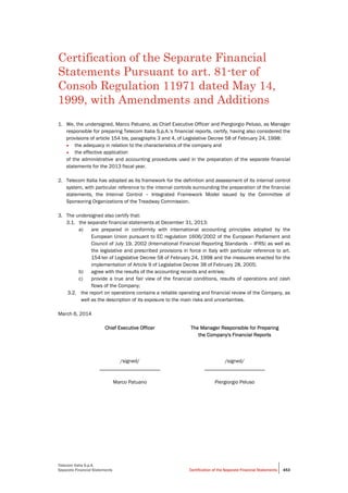 Telecom Italia - Annual Report 2013