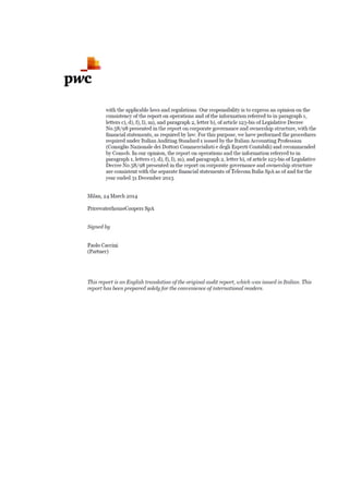 Telecom Italia - Annual Report 2013