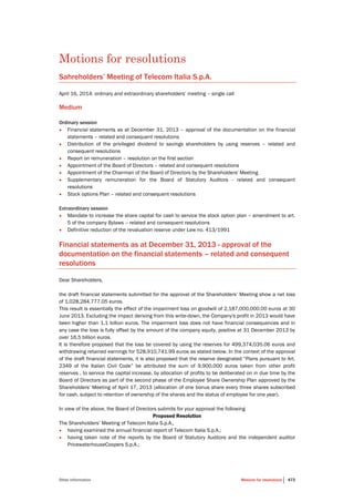 Telecom Italia - Annual Report 2013