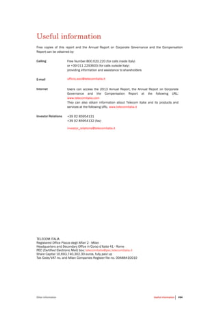 Telecom Italia - Annual Report 2013