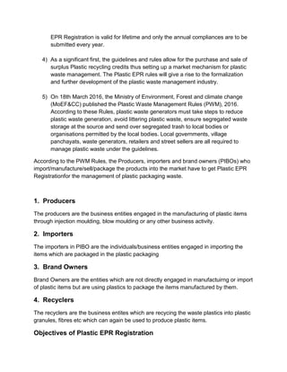 Annual Compliances Plastic EPR | plastic EPR certificate | PDF