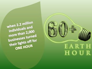 when 2.2 million individuals and more than 2,000 businesses turned their lights off for ONE HOUR